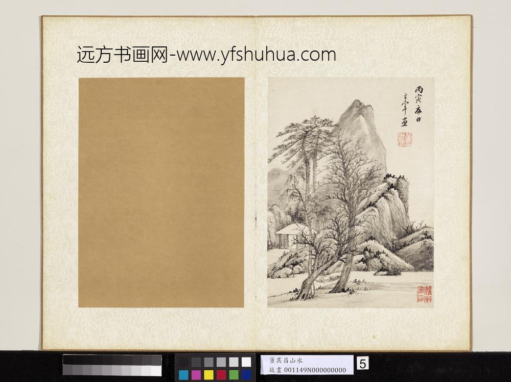 明董其昌山水册松林亭子