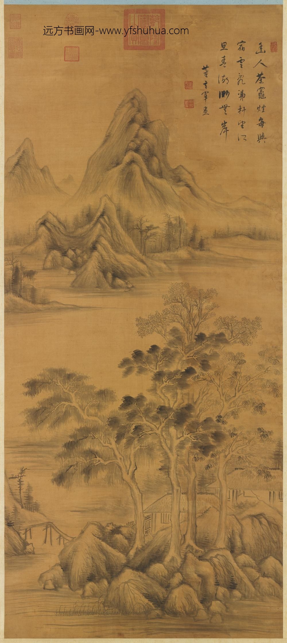 明董其昌春湖烟树轴