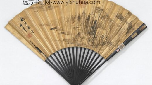 明董其昌画仿大痴富春图并自书五言律诗成扇 1.jpg