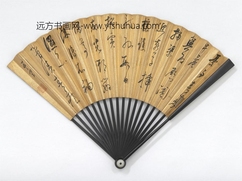 明董其昌画仿大痴富春图并自书五言律诗成扇