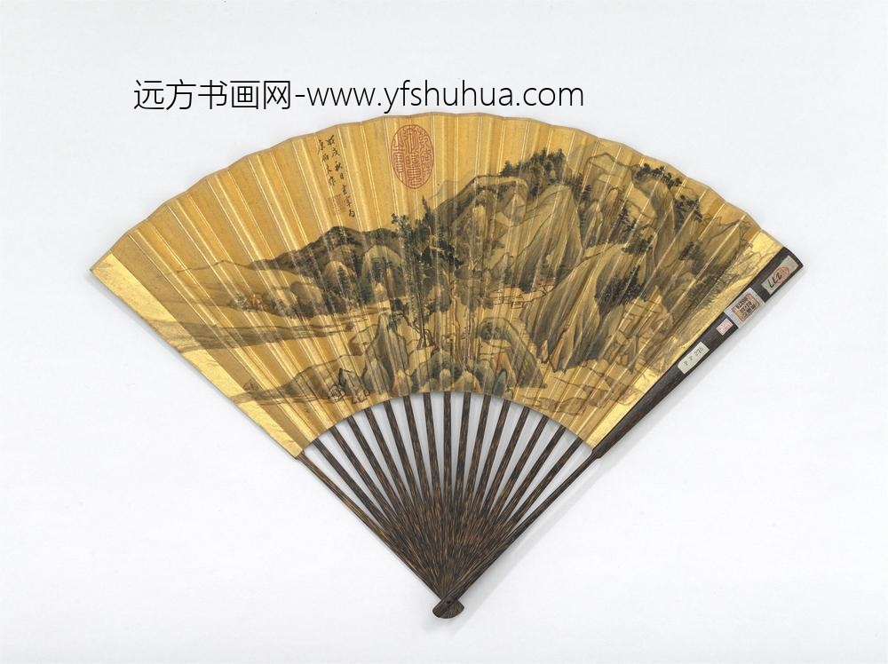 明董其昌画山水并自书五言律成扇-