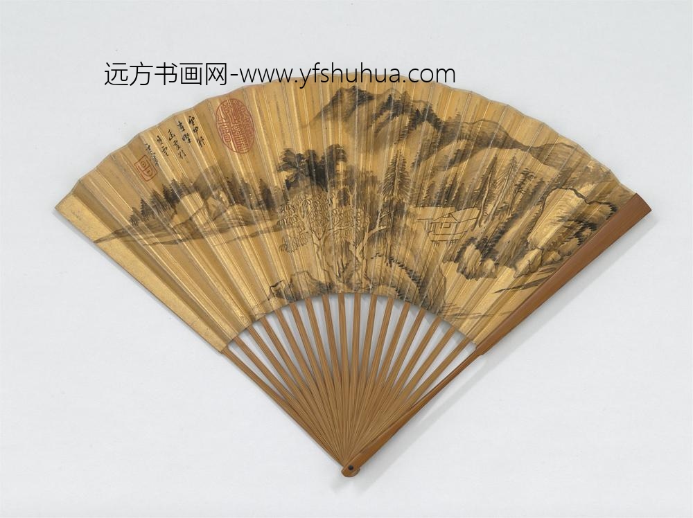 明董其昌画幽径白云并自书五言律诗成扇-