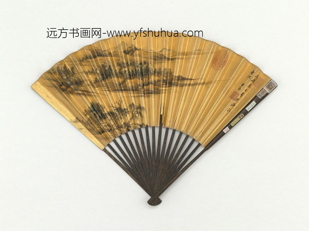 明董其昌画渔村成扇-