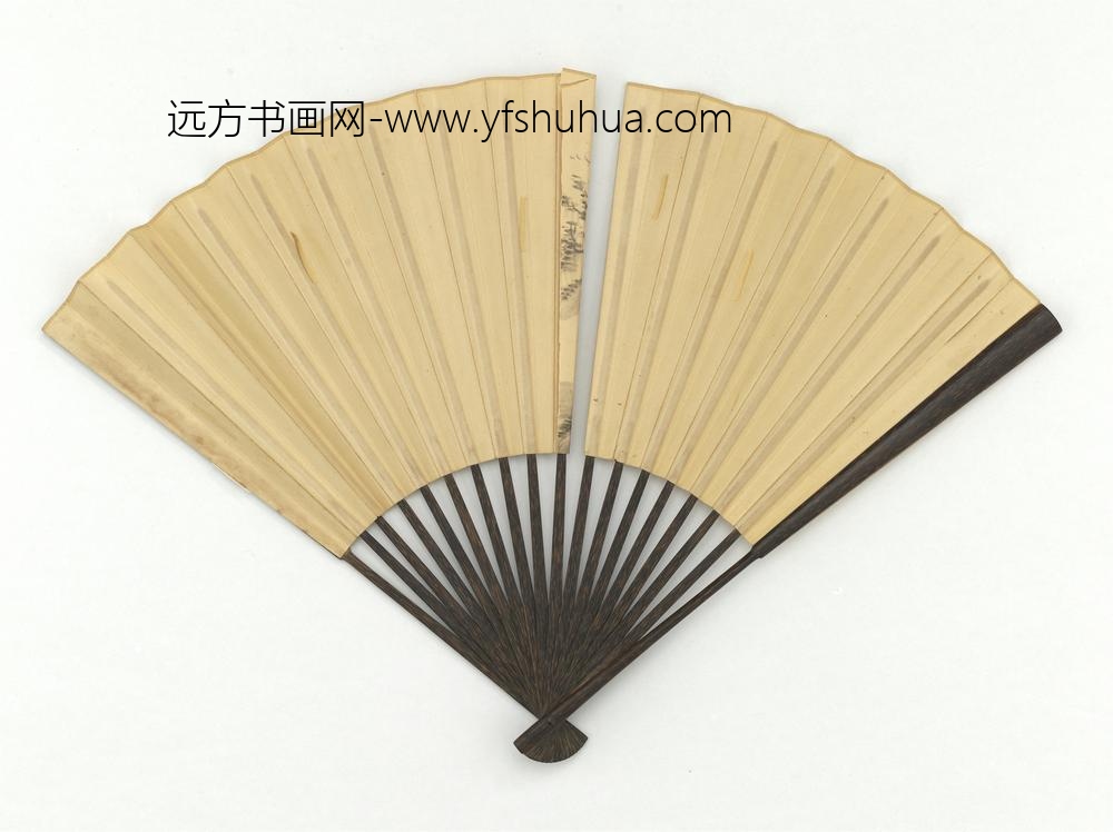 明董其昌画疏林亭子成扇