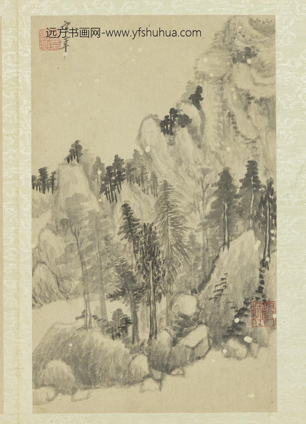 明董其昌画舟行十景册杉木依翠