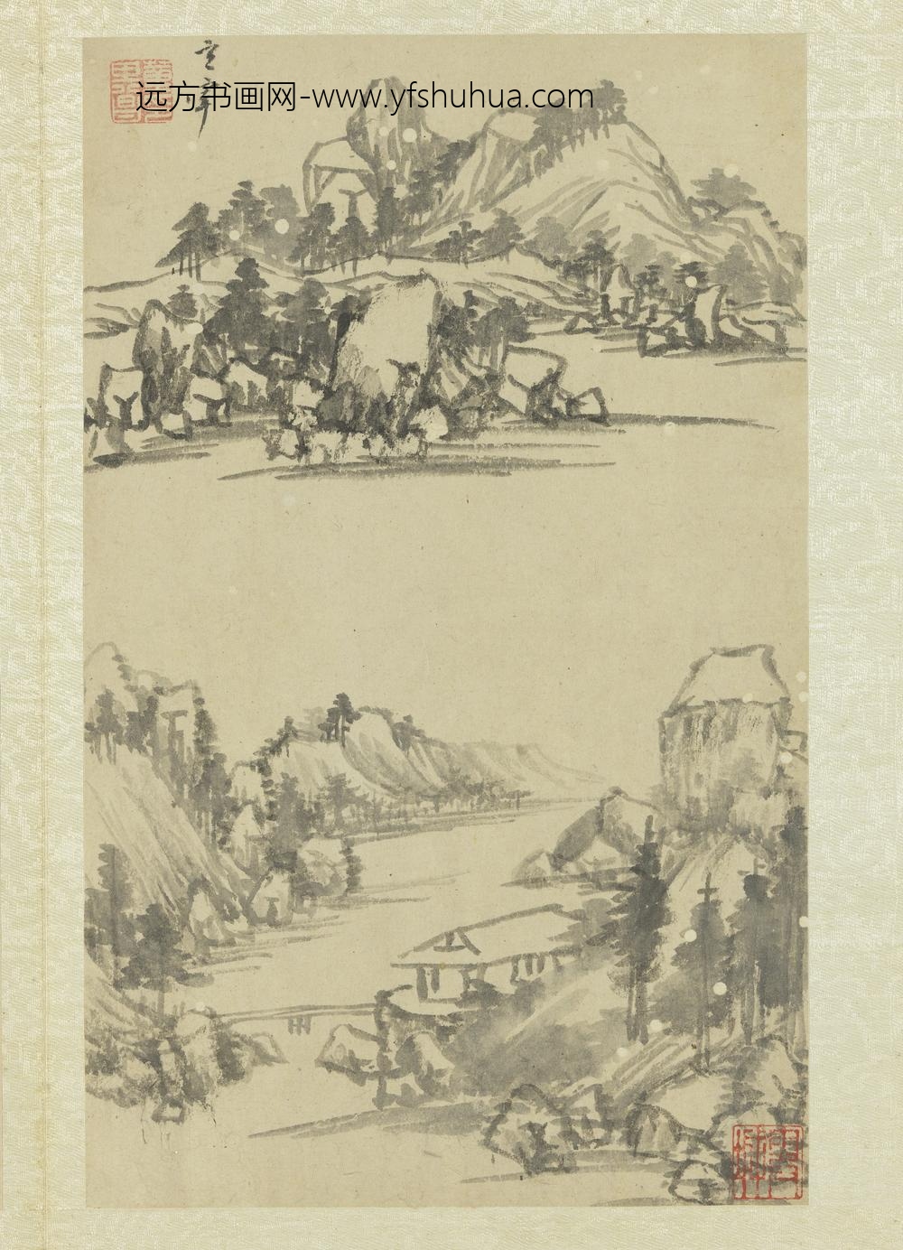 明董其昌画舟行十景册板桥独屋