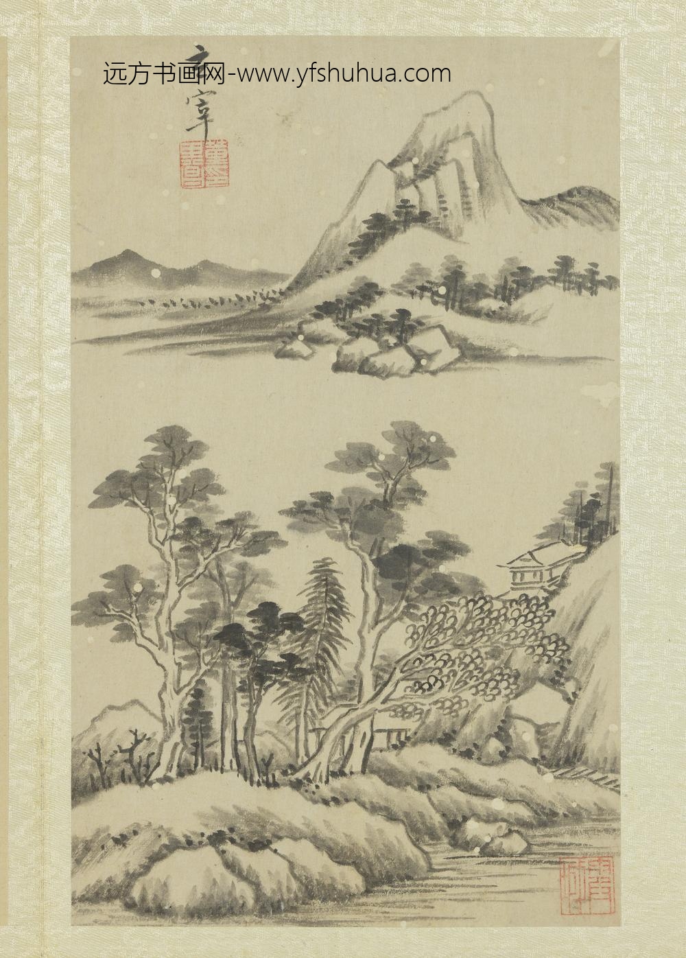 明董其昌画舟行十景册江岸望山