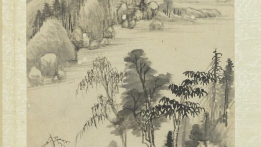 明董其昌画舟行十景册河岸村居.jpg