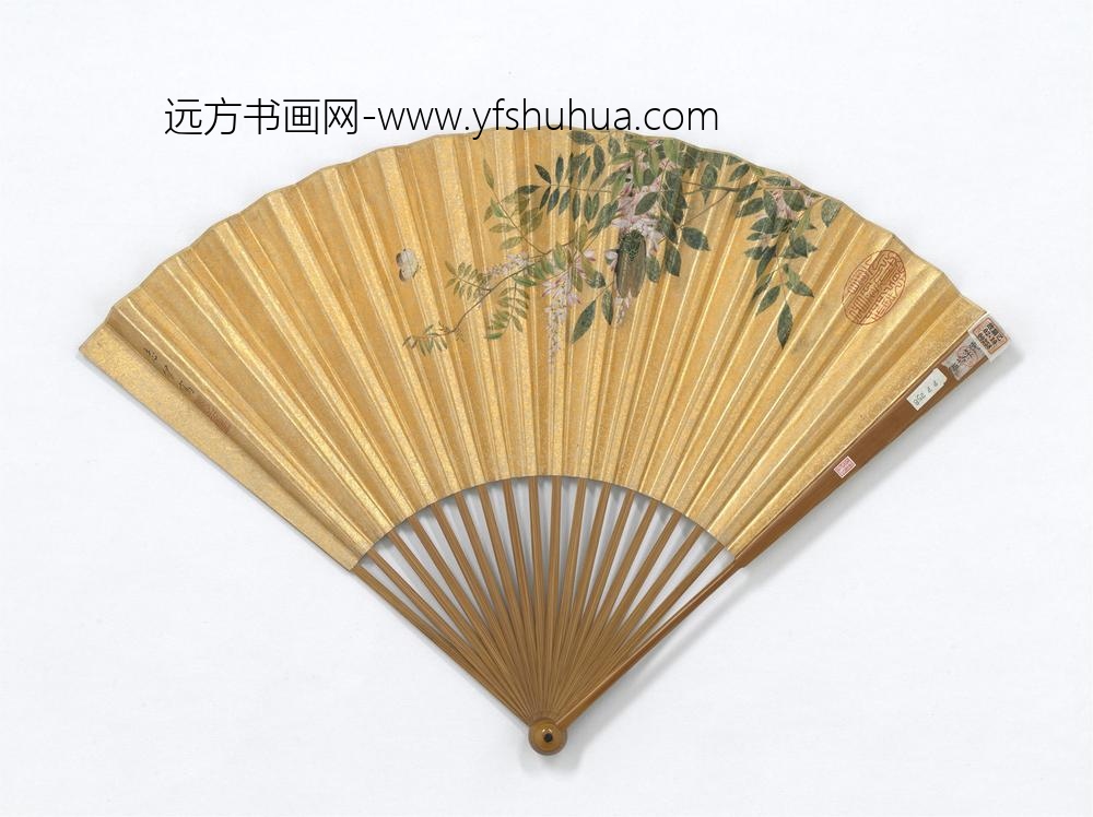 明谈志伊画秋花董其昌书五言绝句成扇-