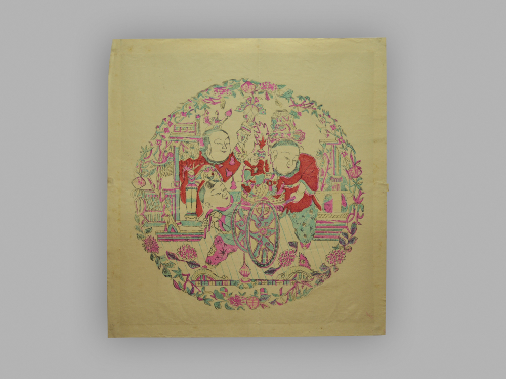 江苏南京木版年画_推车进宝