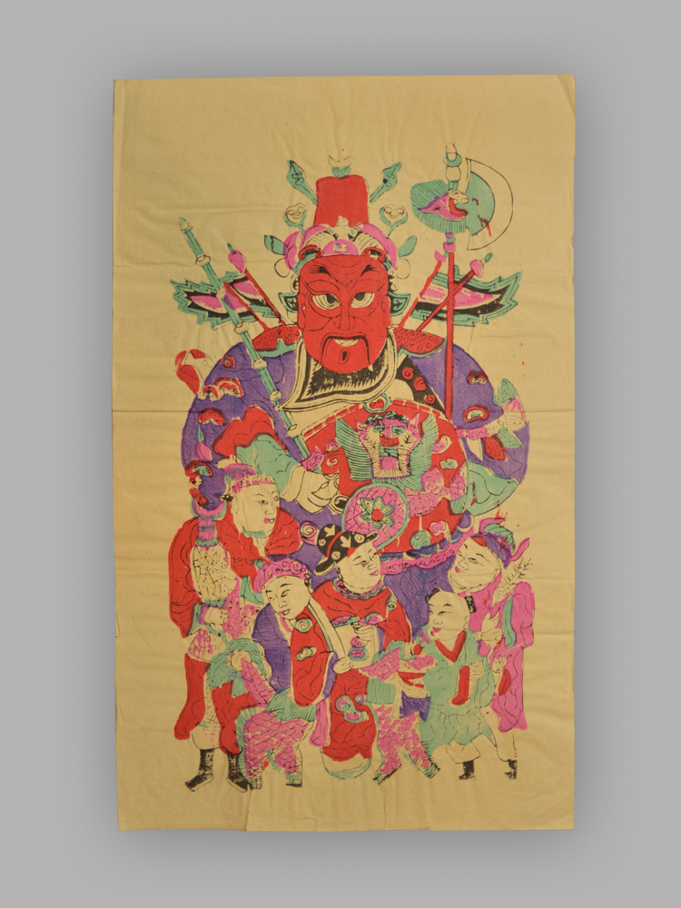 江苏南京木版年画_斧钺鞭锏五子门神