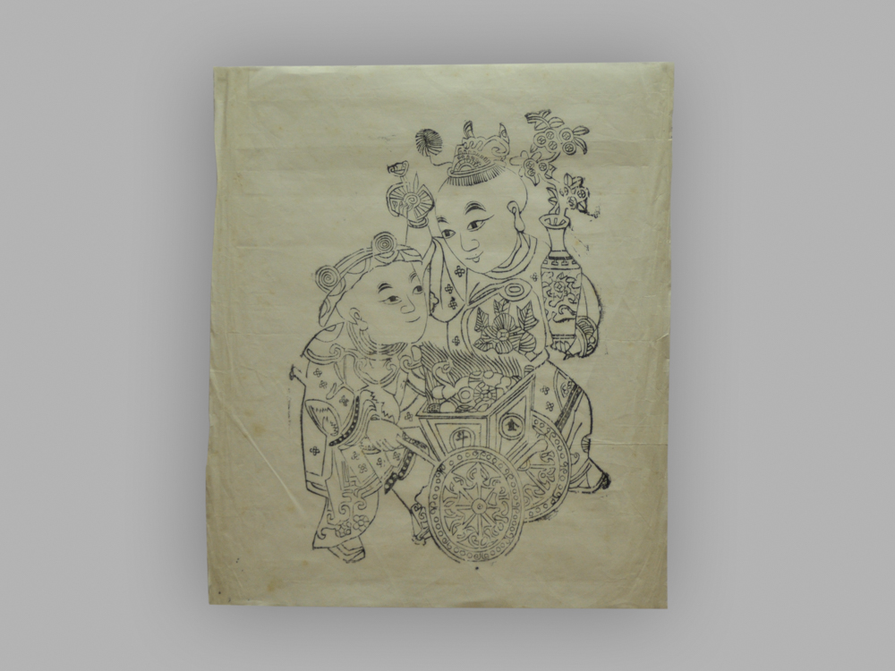 江苏扬州木版年画_双童进宝