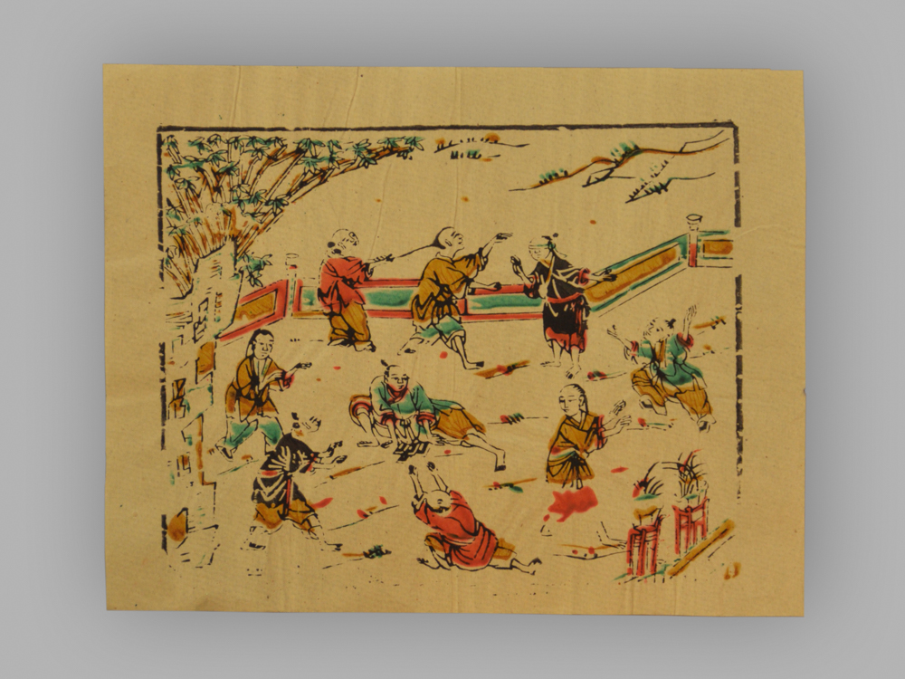 福建漳州木版年画_婴戏图
