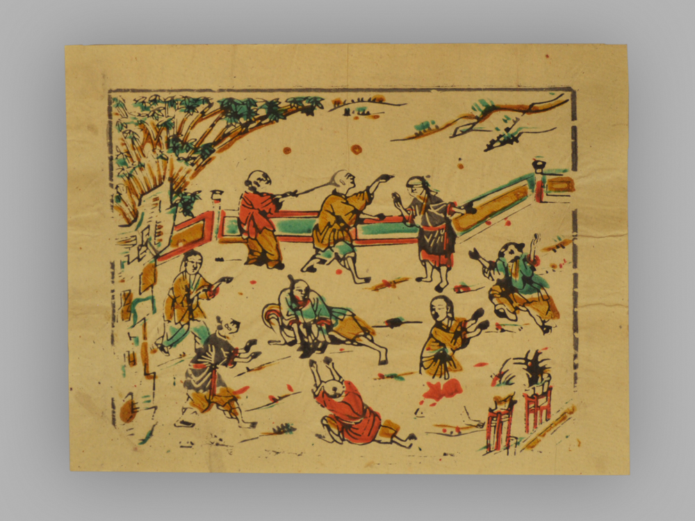 福建漳州木版年画_婴戏图