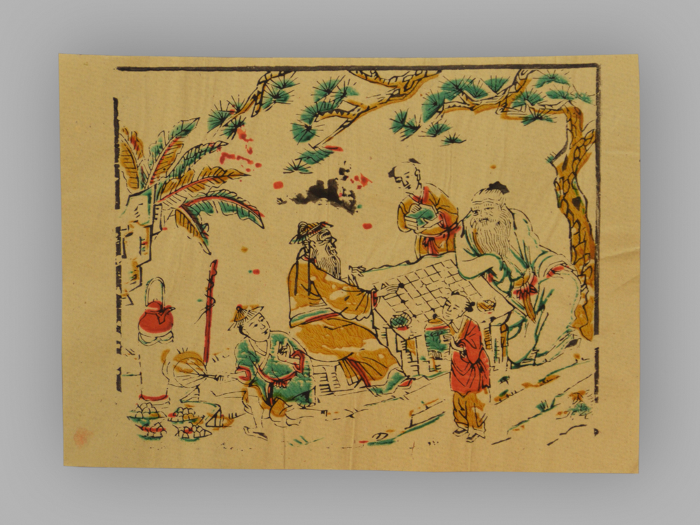 福建漳州木版年画_弈棋图