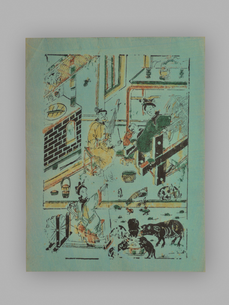 福建漳州木版年画_纺织图