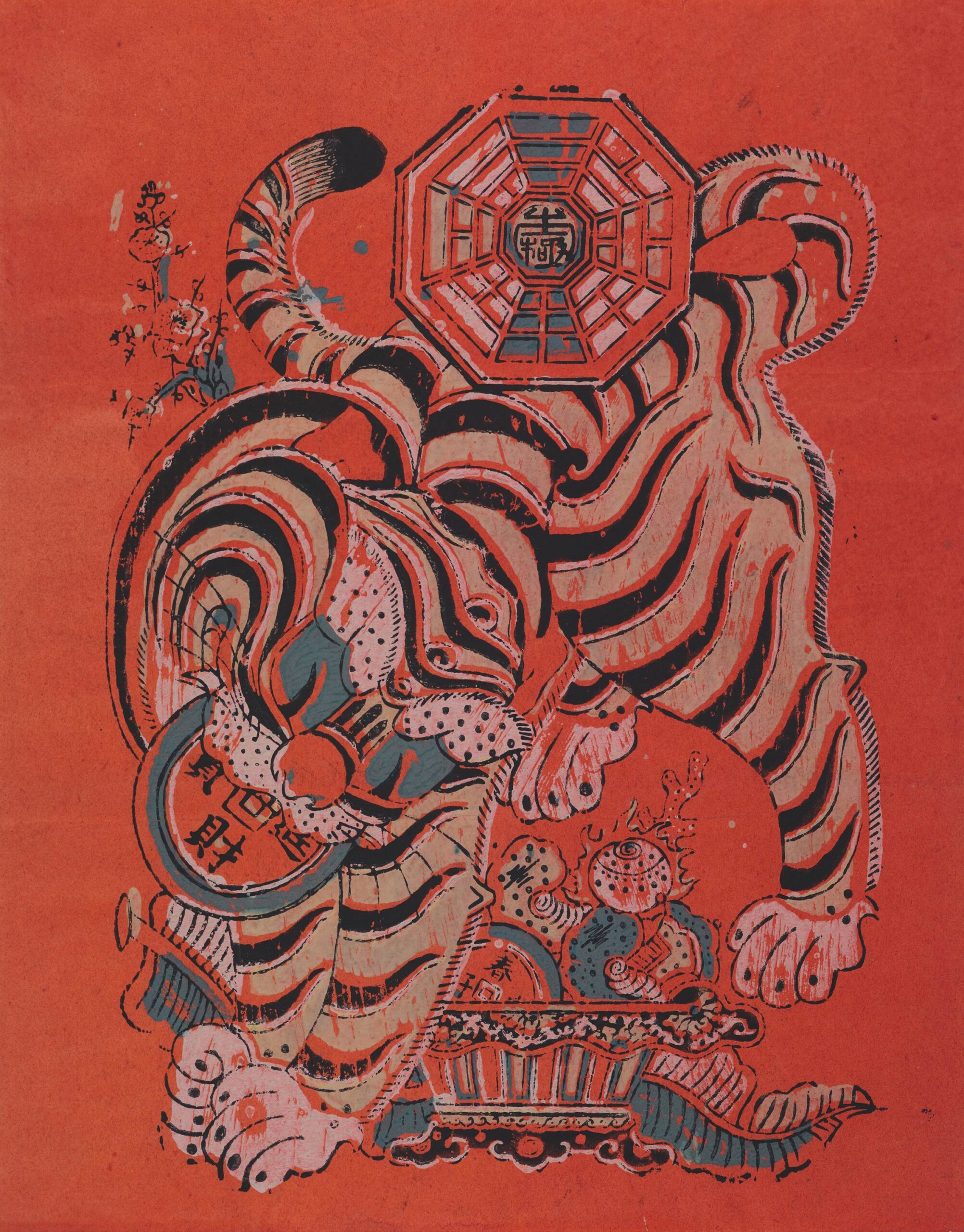 福建漳州木版年画_衔钱进宝