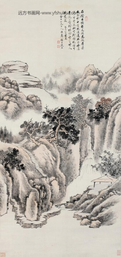 110 清戴熙空亭古树轴.jpg