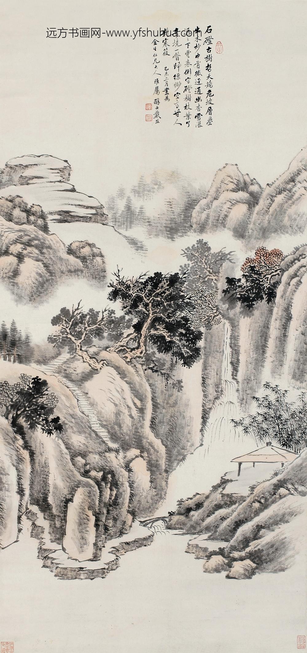 _清戴熙空亭古树轴