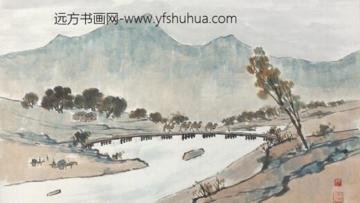 131 陈树人汾河秋晚轴.jpg