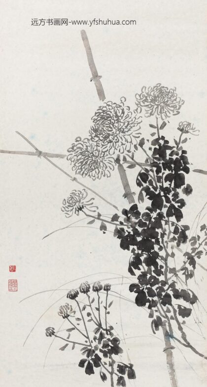 134 陈树人秋菊轴.jpg