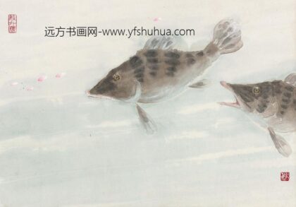 148 陈树人桃花流水鳜鱼肥册页.jpg