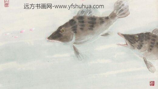 148 陈树人桃花流水鳜鱼肥册页.jpg