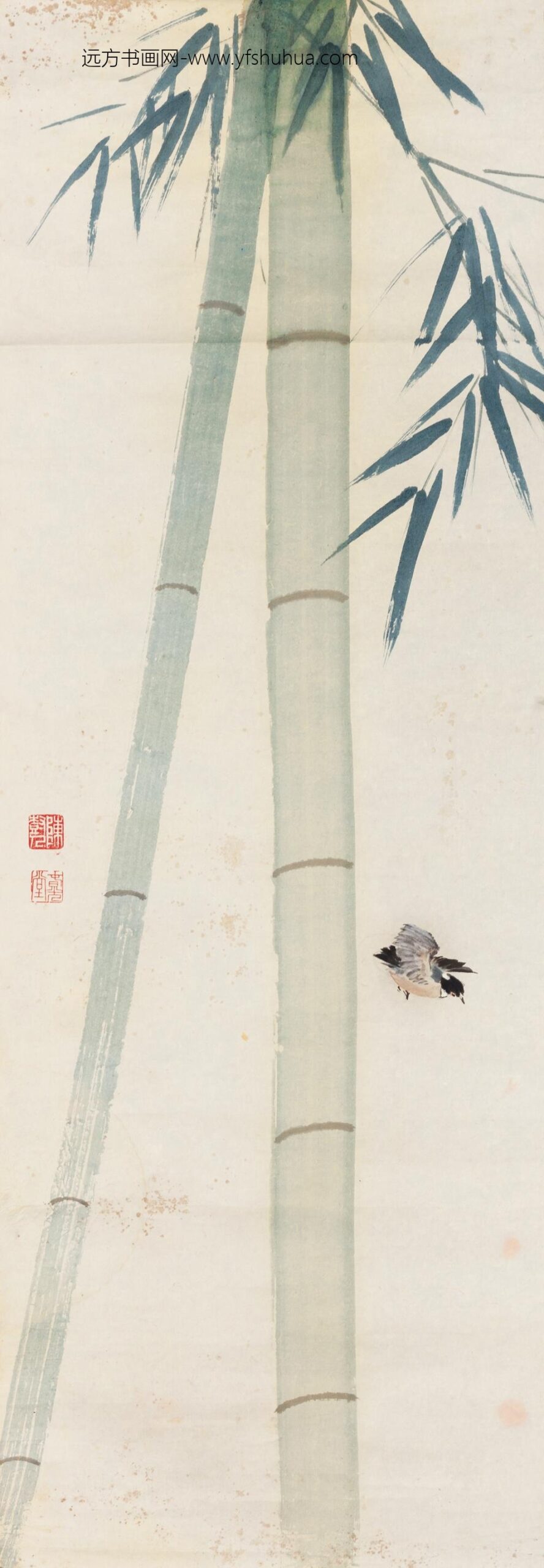 _陈树人绿竹小鸟轴