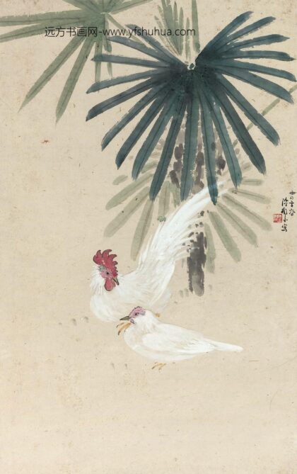 163 陈树人棕榈白鸡轴.jpg
