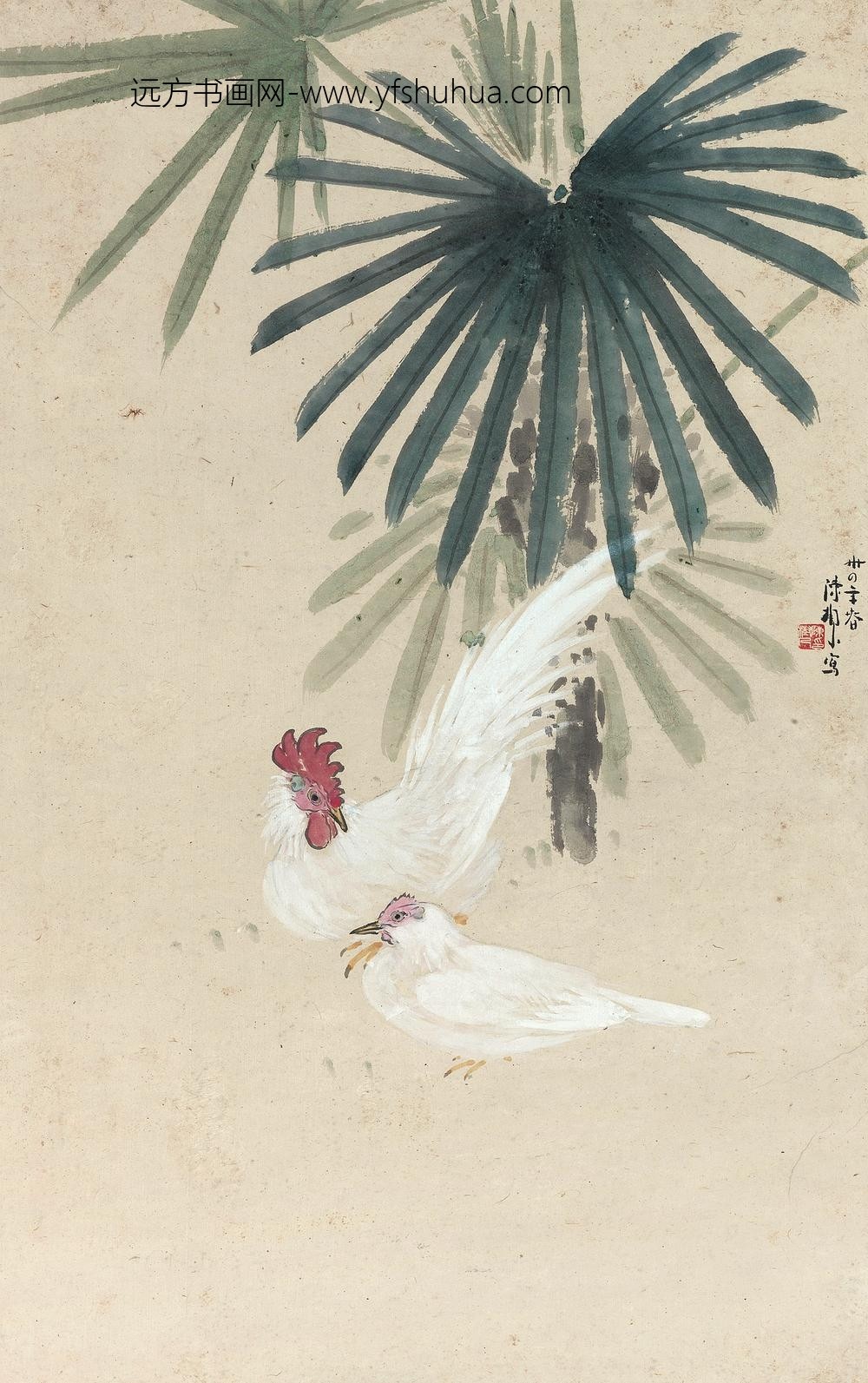 _陈树人棕榈白鸡轴