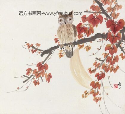 164 陈树人猫头鹰轴.jpg