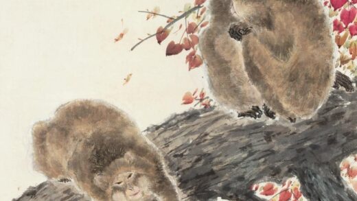 172 陈树人秋风图（红叶猴子）轴.jpg