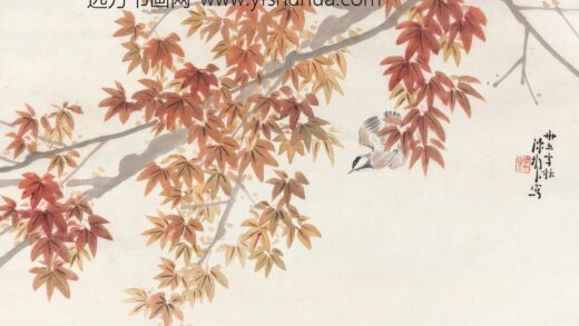 181 陈树人枫叶小禽轴.jpg