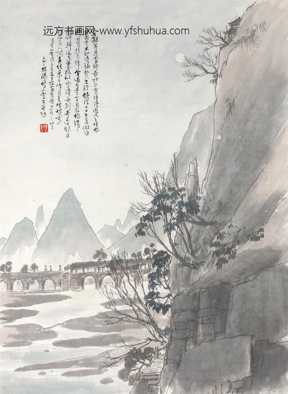 _陈树人月牙山秋月轴