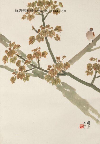 206 陈树人新桐小鸟轴.jpg