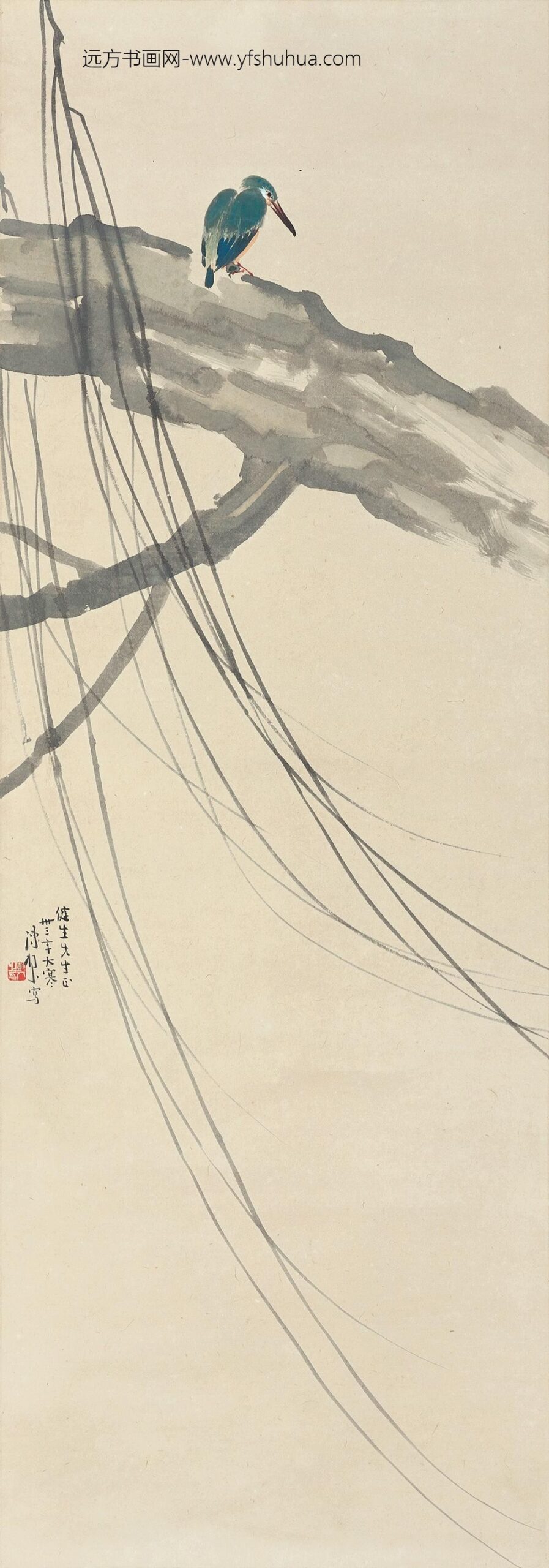 _近代陈树人柳雀轴