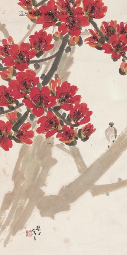 244 近代陈树人木棉小鸟.jpg