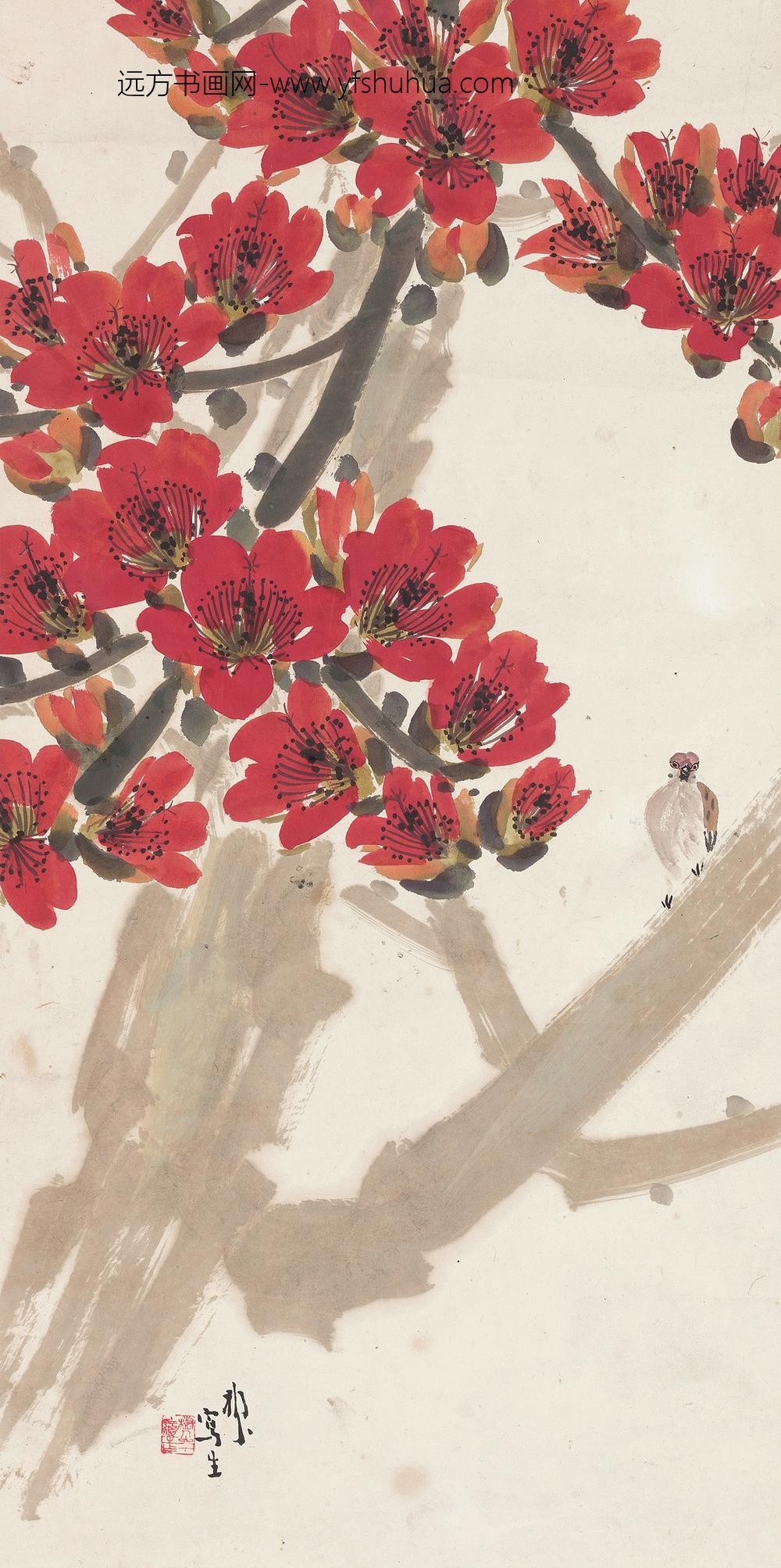 _近代陈树人木棉小鸟