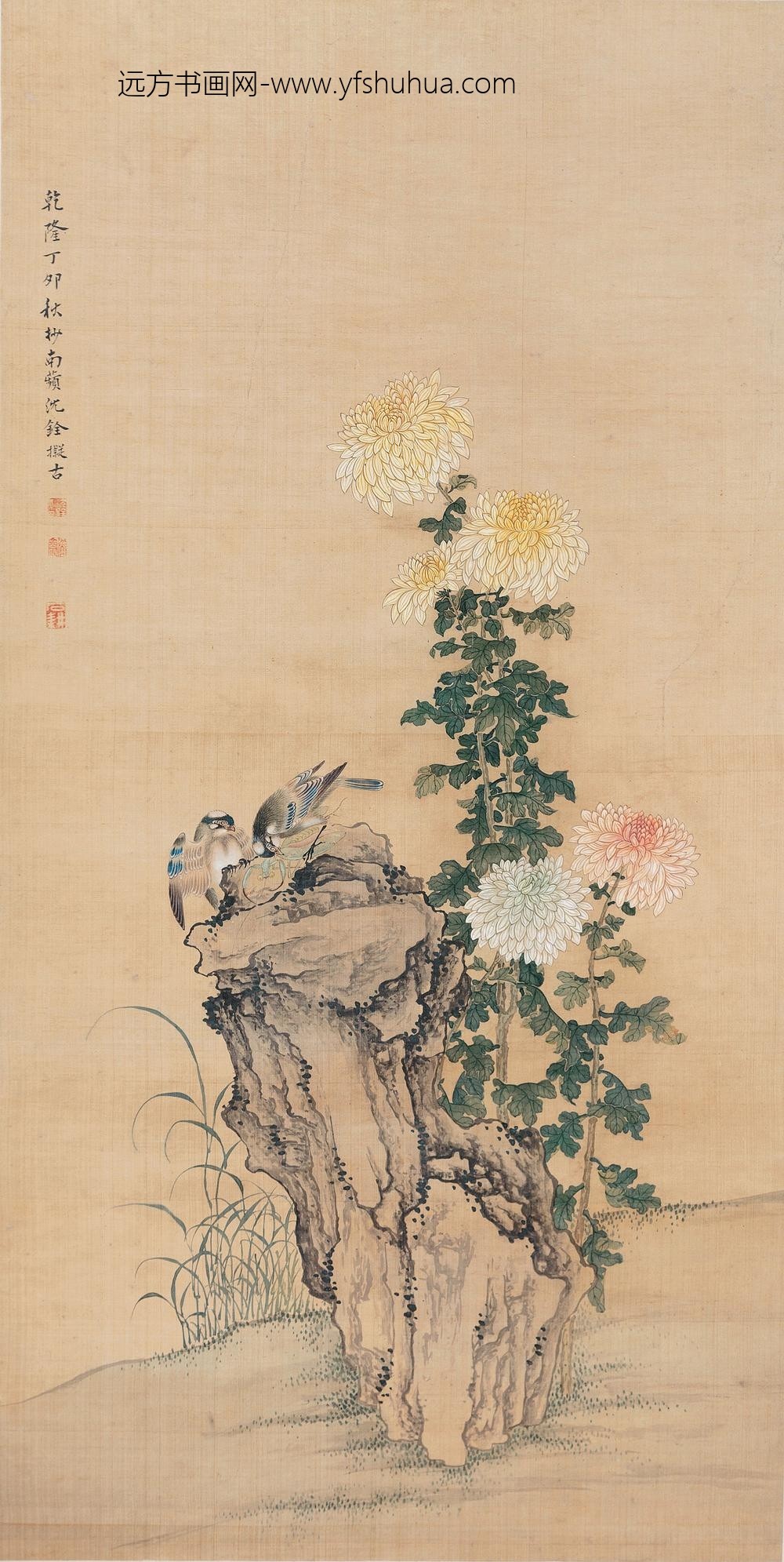 _沈铨菊花小雀图