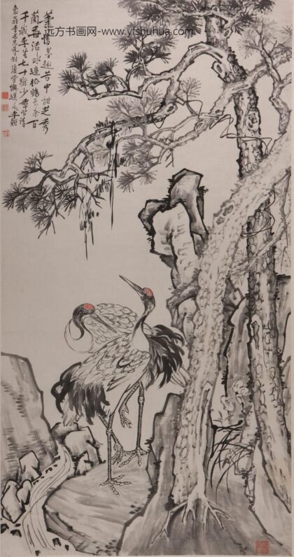 25 清李鱓松鹤图轴.jpg