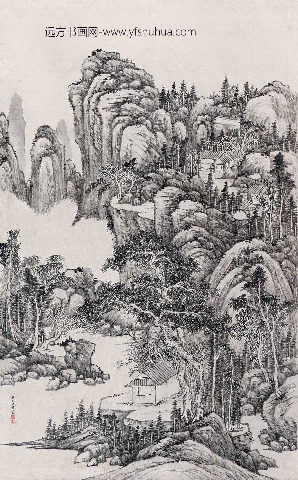 _清钱维城山水图