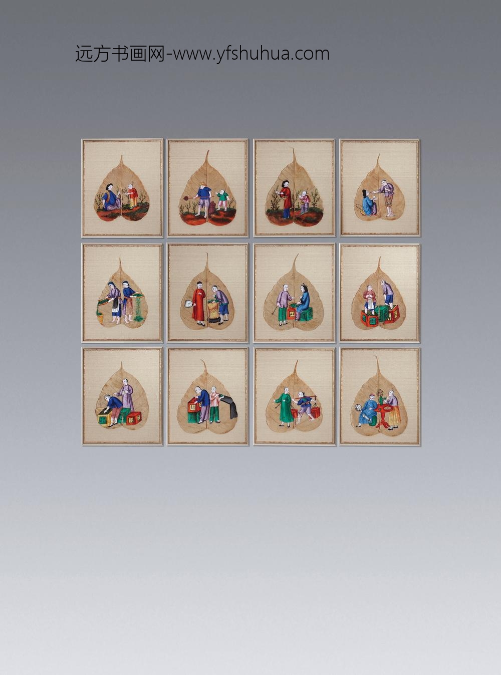 _清菩提叶彩绘茶叶制造过程