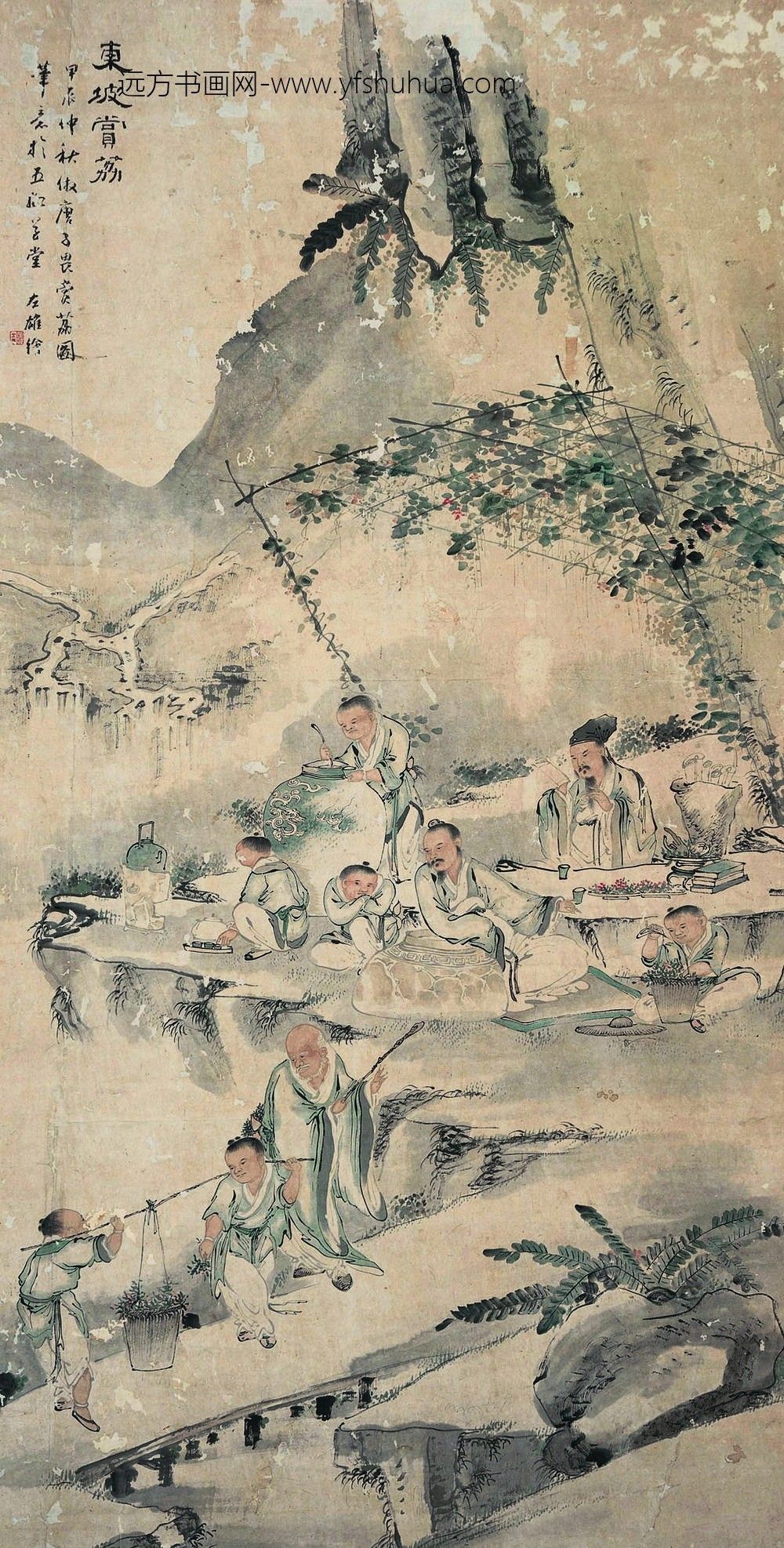 _清左雄东坡赏荔图轴