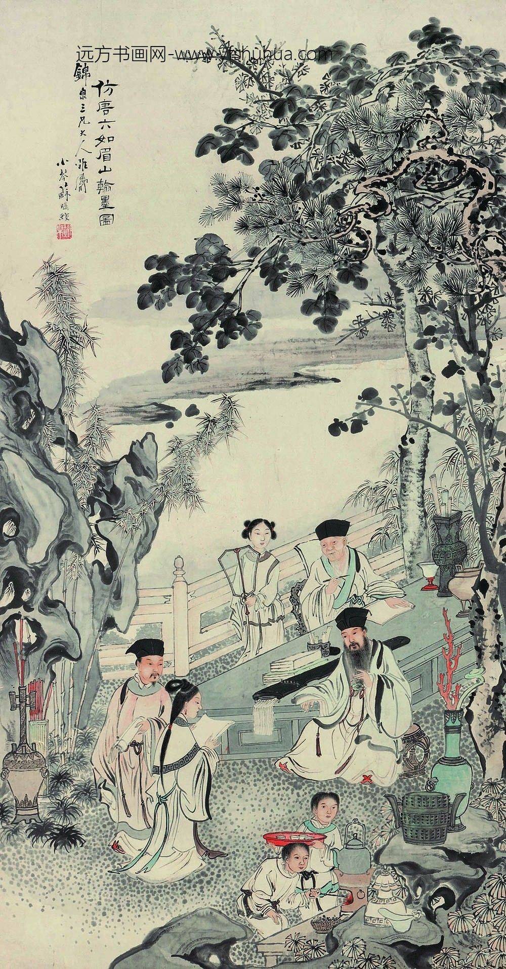 _清苏腾蛟仿唐六如眉山翰墨图