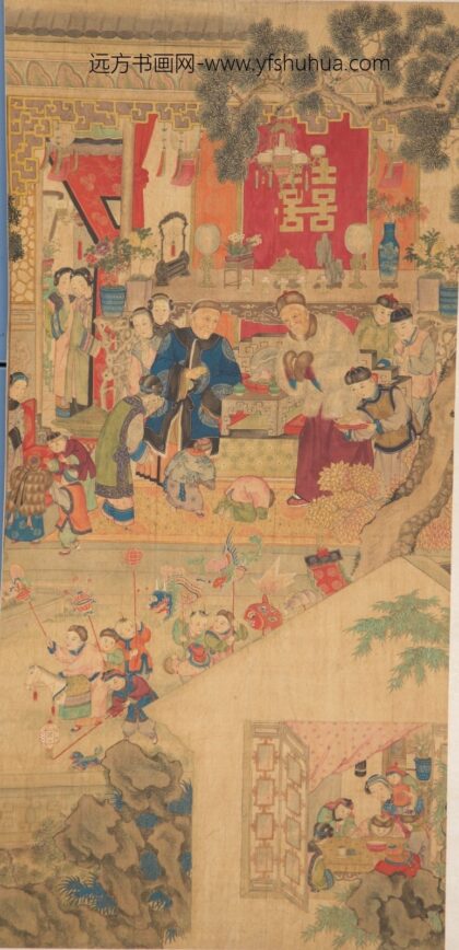 49 清朱鼎新新年景图轴屏.jpg