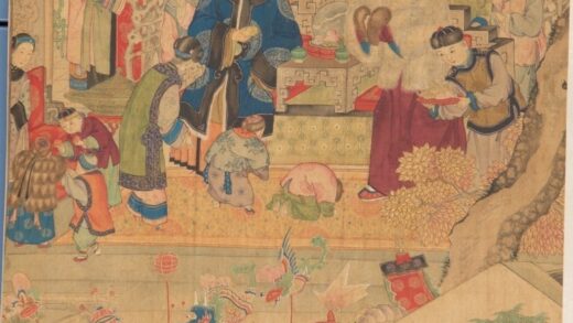 49 清朱鼎新新年景图轴屏.jpg