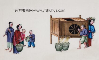 78 稻谷耕作全景图通草纸外销画.jpg