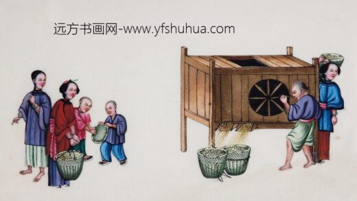 78 稻谷耕作全景图通草纸外销画.jpg