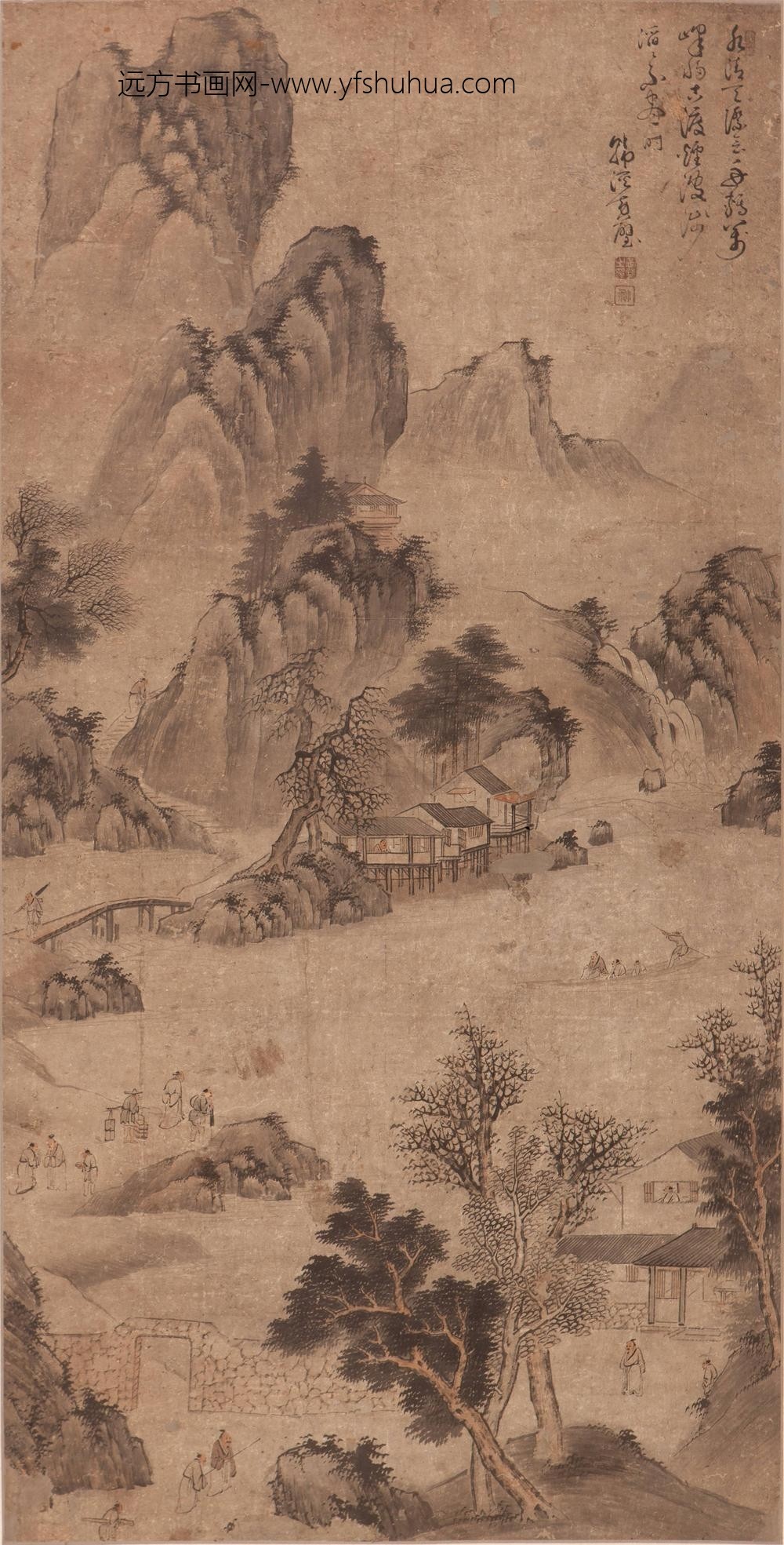 _清黄璧清溪摆渡图轴