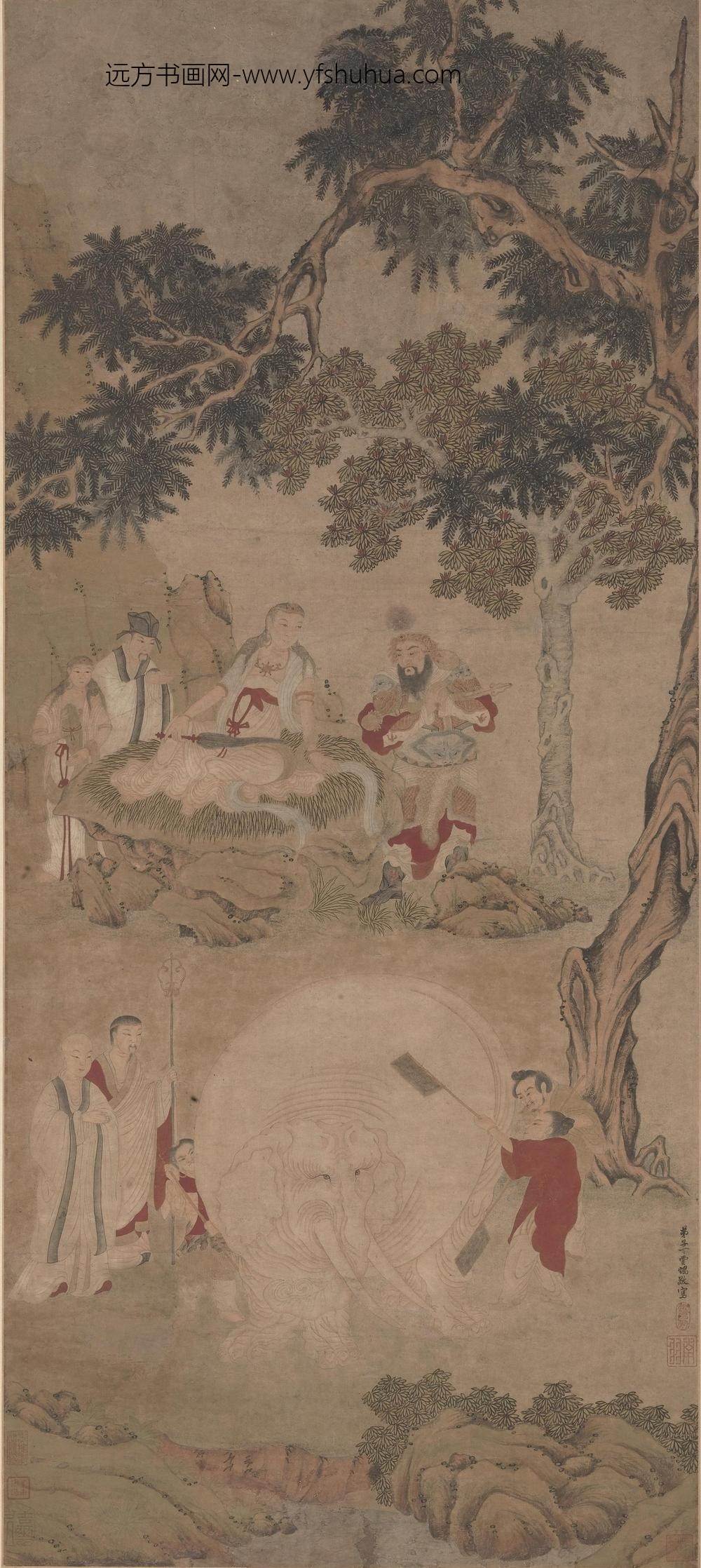 丁云鹏_洗象图轴